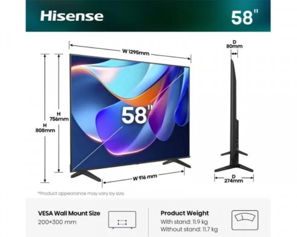 HISENSE 58 inča 58A6S 4K UHD LED Smart TV 