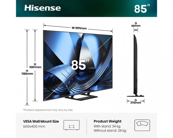 HISENSE 85 inča 85U7SE ULED MiniLED 4K UHD Smart TV 