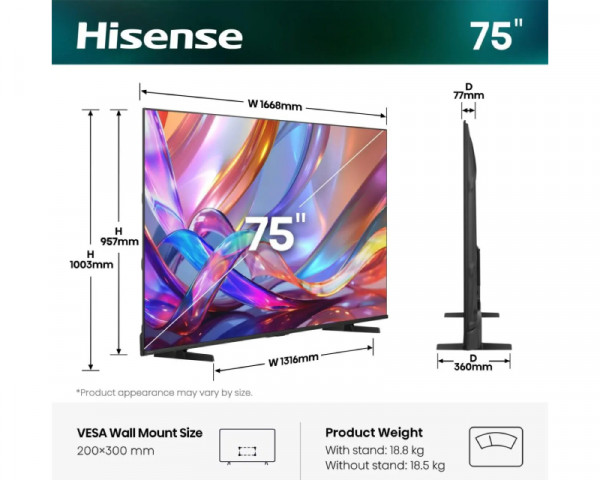 HISENSE 75 inča 75E7S Hi-QLED 4K UHD Smart TV 