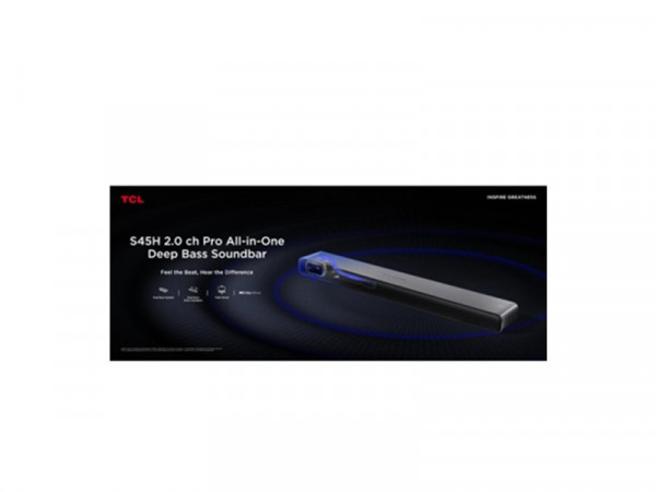 TCL Soundbar S45HE DTS Virtual:X Dolby Atmos 100W 98dB AI sonic siva