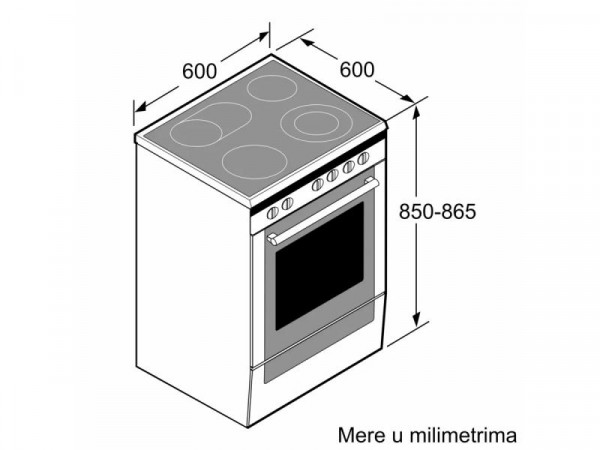 BOSCH Šporet HKR39C220 Serija4 A 66L 86,5x60x60cm bela