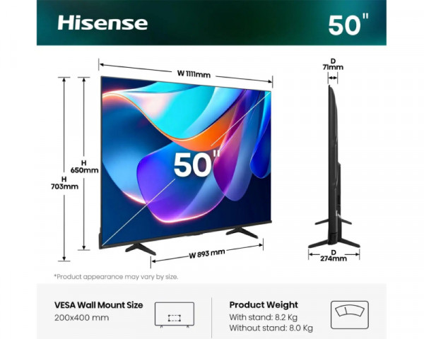 HISENSE 50 inča 50E6ST DLED 4K UHD Smart TV