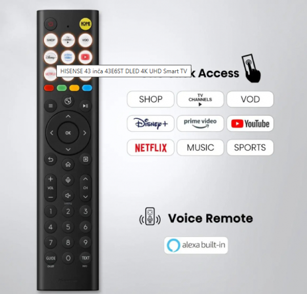 HISENSE TV LED 43E6ST DLED 4K UHD SMART