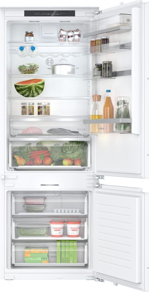 Bosch series 6, built-in fridge-freezer with freezer at bottom, 193.5 x 70.8 cm, soft close flat hinge, kbn96add0