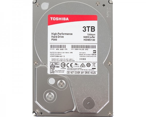 TOSHIBA 3TB 3.5'' SATA III 64MB 7.200rpm HDWD130UZSVA P300 series bulk