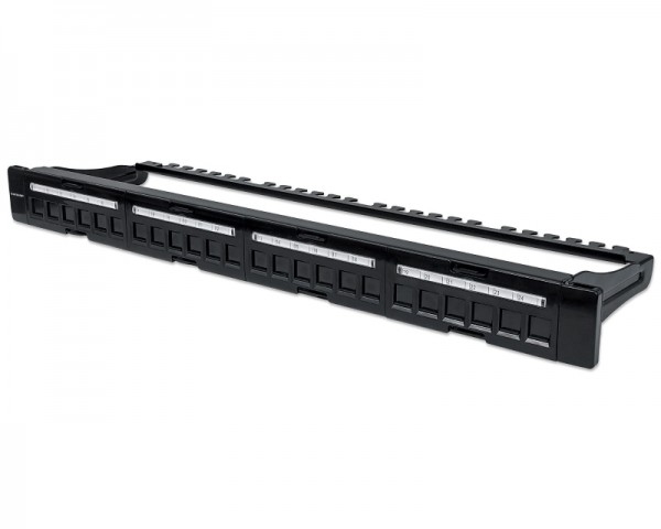 INTELLINET Patch Panel 19'' blank 24-Port 1U with cable managment crni