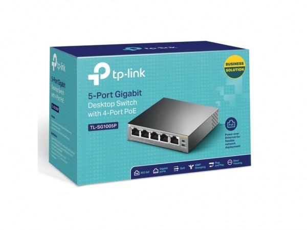 TP-LINK PoE Gigabit Switch 5x Gigabit port (4x PoE port), 56W PoE napajanje, metalno kuciste