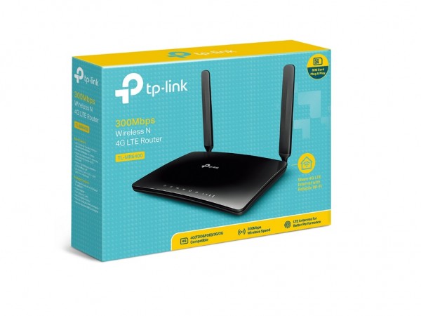 TP-LINK Wi-Fi 3G4G Ruter 300Mbps, 4x10100M port, SIM card, 2xint. i 2xeks. LTE antena