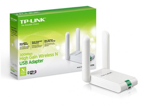 TP-LINK Wi-Fi USB Adapter 300Mbps High Gain, USB kabl, WPS dugme, 2xeksterna antena