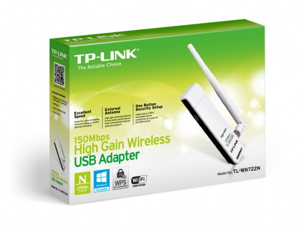 TP-LINK High Gain Wi-Fi USB Adapter 150 Mbps, USB 2.0, 1x eksterna antena