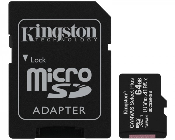 KINGSTON A1 MicroSDXC 64GB 100R class 10 SDCS264GB + adapter