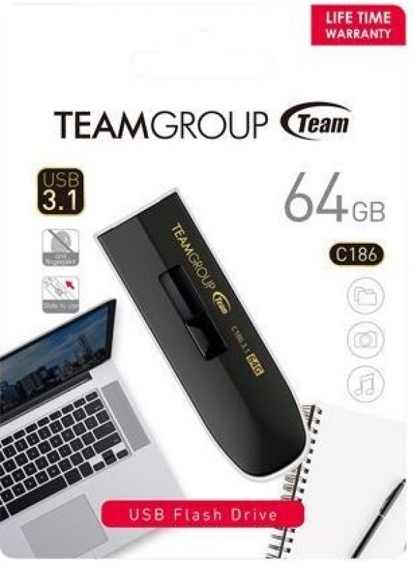 TeamGroup 64GB C186 USB 3.1 BLACK TC186364GB01