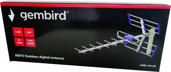 GMB-2814R ** Gembird Antena digital HDTV Loga UHF, F-Konektor, duina 84cm, dobit 12dB aluminium 577