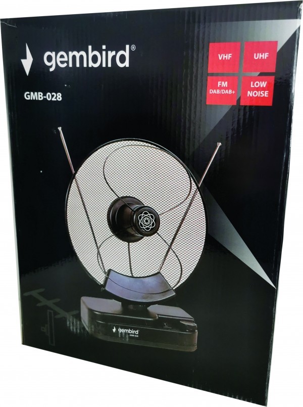 GMB-028 ** Gembird Antena sobna sa pojacalom, UHF/VHF, dobit 30dB, diam 31cm, 220v + 12V crna (636)