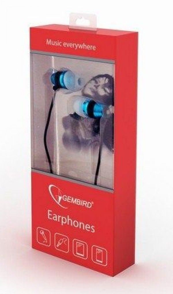 MHS-EP-002 Gembird Metal MP3 slusalice sa mikrofonom + volume kontrol , BLUE (1x3,5mm)