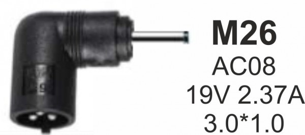 NPC-SA03 (M26) Gembird konektor za punjac 65W-19V-2.37A, 3.0x1.1mm (AC08)