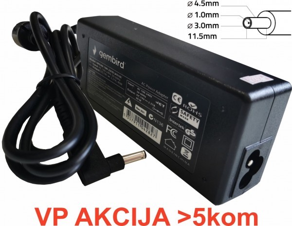 NPA65-195-3330 (HP07) ** Gembird punjac za laptop 65W-19.5V-3.33A, 4.5x3.0mm PIN blue(729 Alt=DE11)