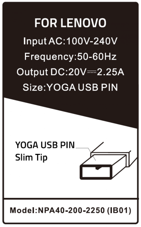 NPA40-200-2250 (IB01) ** Gembird punjac za laptop 40W-20V-2.25A, USB Yellow PIN (778 Alt=IB04)