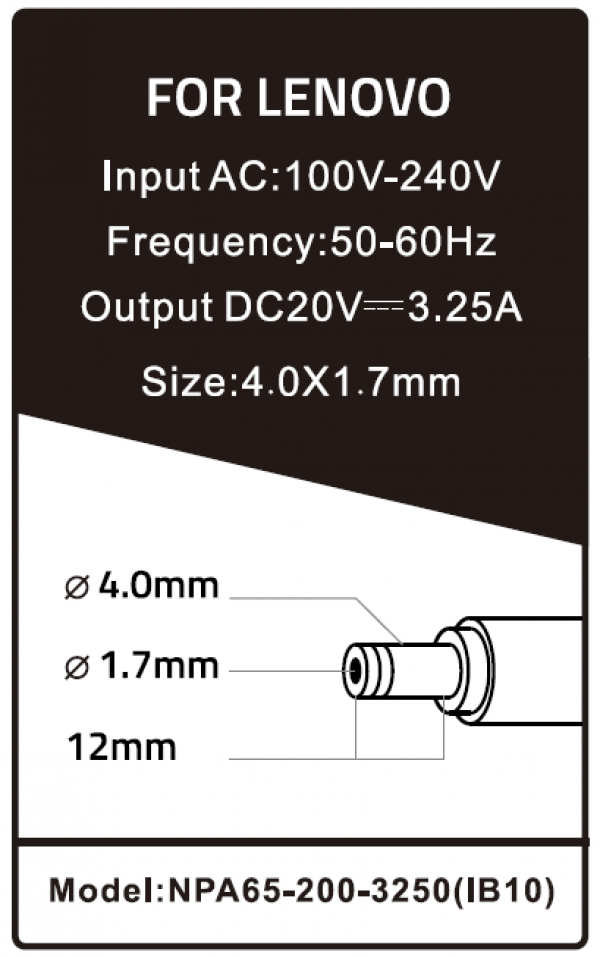 NPA65-200-3250 (IB10) ** Gembird punjac za laptop 65W-20V-3.25A, 4.0x1.7mm Yellow (655 Alt=IB09)