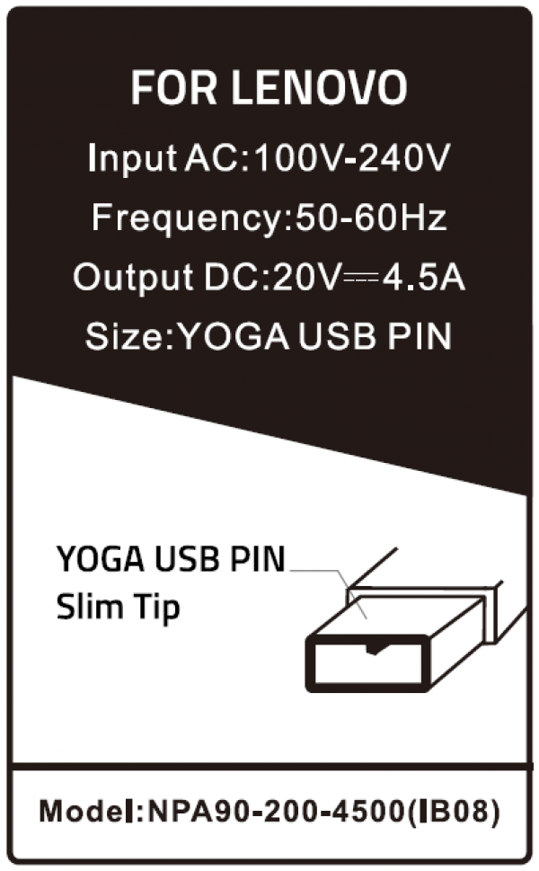NPA90-200-4500 (IB08) ** Gembird punjac za laptop 90W-20V-4.5A, USB Yellow PIN (983)