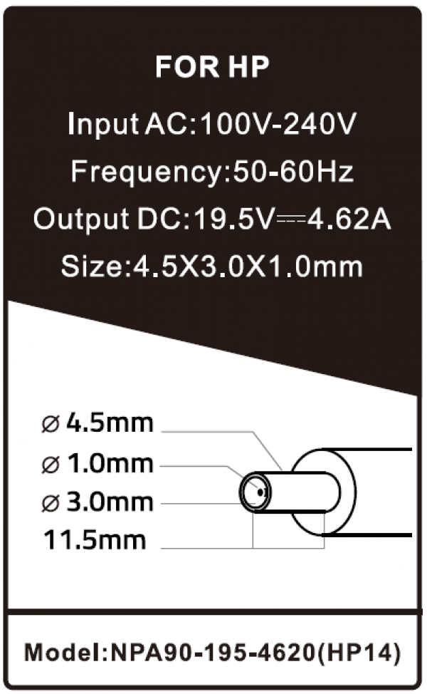 NPA90-195-4620 (HP14) ** Gembird punjac za laptop 90W-19.5V-4.62A, 4.5x3.0mm blue PIN (917)