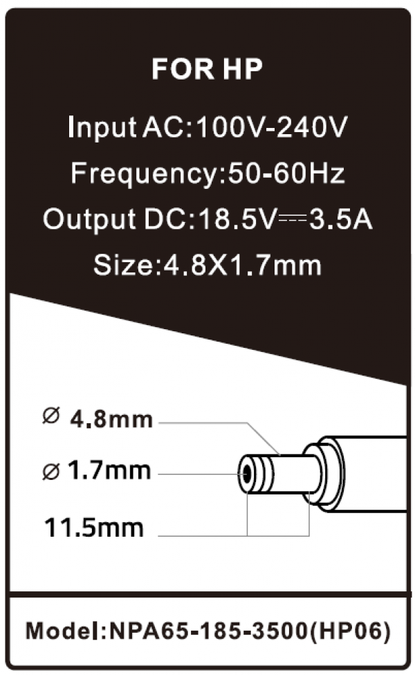 NPA65-185-3500 (HP06) ** Gembird punjac za laptop 65W-18.5V-3.5A, 4.8x1.7mm yellow (655)