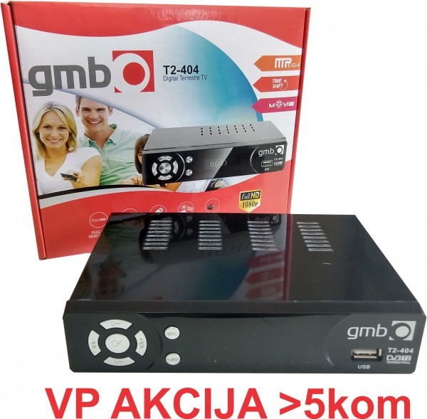 GMB-T2-404 **DVB-T2 SET TOP BOX USB/HDMI/Scart/RF-out, PVR, Full HD, H264, hdmi-kabl, modulator 1320