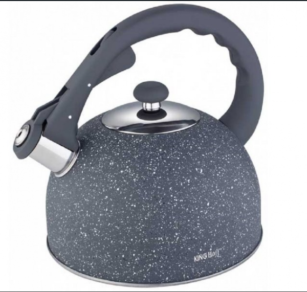KINGHOFF KH1408 ČAJNIK SA ZVIŽDUKOM SIVI MERMERNI 2,6L
