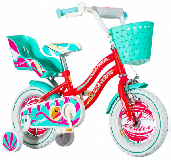 VISITOR Dečiji bicikl ICE120STR Ice cream 12'' roze-tirkiz-beli