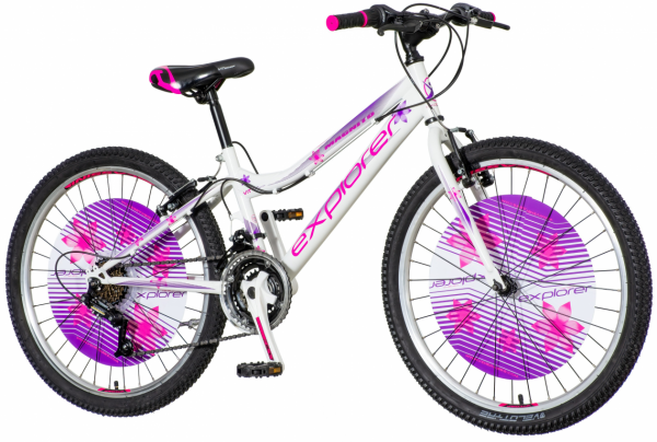 EXPLORER Dečiji bicikl MAG244 24''/13'' Magnito belo-roze-ljubičasti
