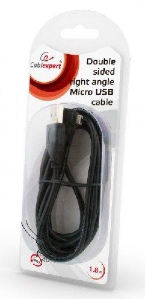 GEMBIRD CCB-USB2-AMmDM90-6  USB 2.0 AM to Double-sided right angle Micro-USB cable, 1.8M