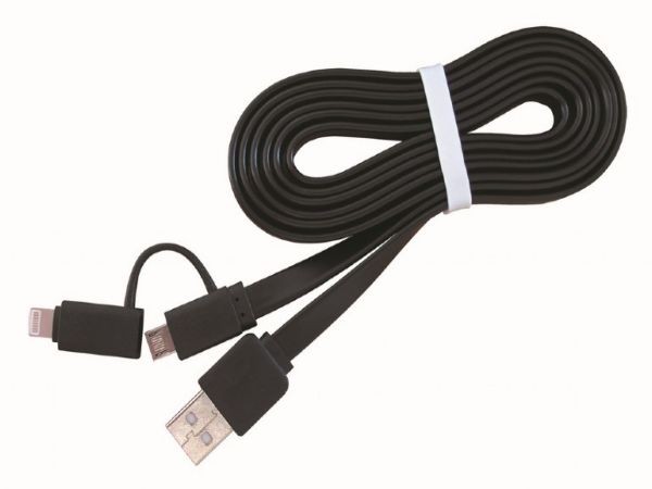 GEMBIRD CC-USB2-AMLM2-1M USB charging combo cable iPhones 8-pin + Micro USB, black, 1 m