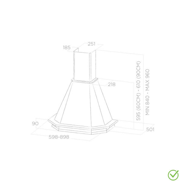 ELICA Aspirator EMERALD WHA90 T GREZZO