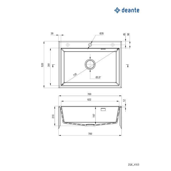 Deante granitna sudopera Eridan 78WH