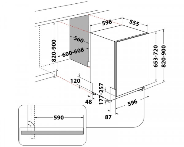 WHIRLPOOL Mašina za pranje sudova WI 7020 P