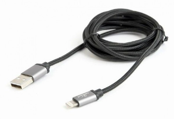 GEMBIRD CCB-mUSB2B-AMLM-6  Cotton braided 8-pin cable with metal connectors, 1.8 m, black, blister