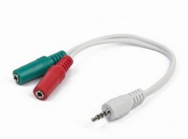 GEMBIRD CCA-417W  2x 3.5 mm(slusalice i mikrofon) adapter na 1x 3.5mm(4 pin) cable, 0.2 m beli