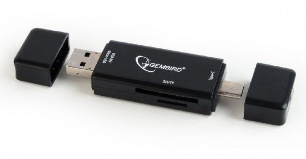 GEMBIRD UHB-CR3IN1-01  Multi-USB citac kartica za mobilne telefone (USB, Micro USB, Type-c)