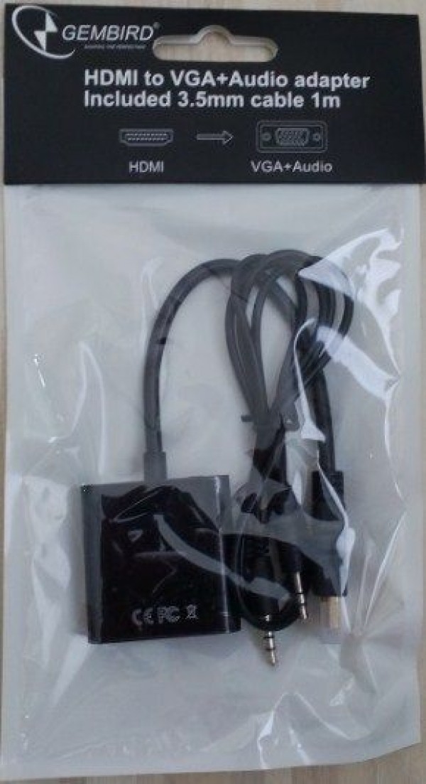 GEMBIRD A-HDMI-VGA-06  HDMI to VGA + AUDIO adapter cable, single port (479)