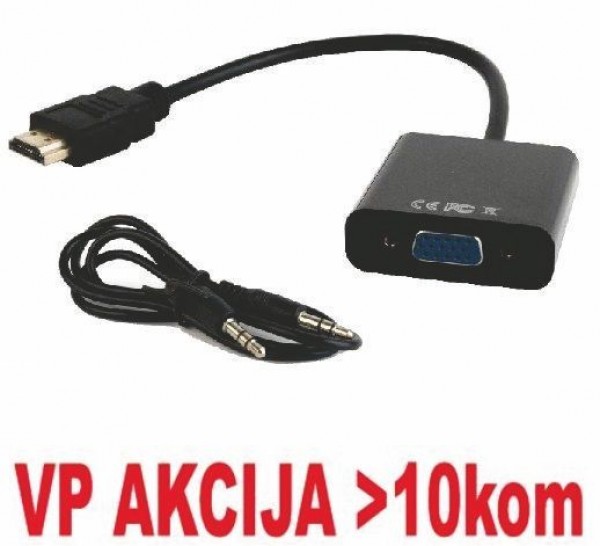 GEMBIRD A-HDMI-VGA-06  HDMI to VGA + AUDIO adapter cable, single port (479)
