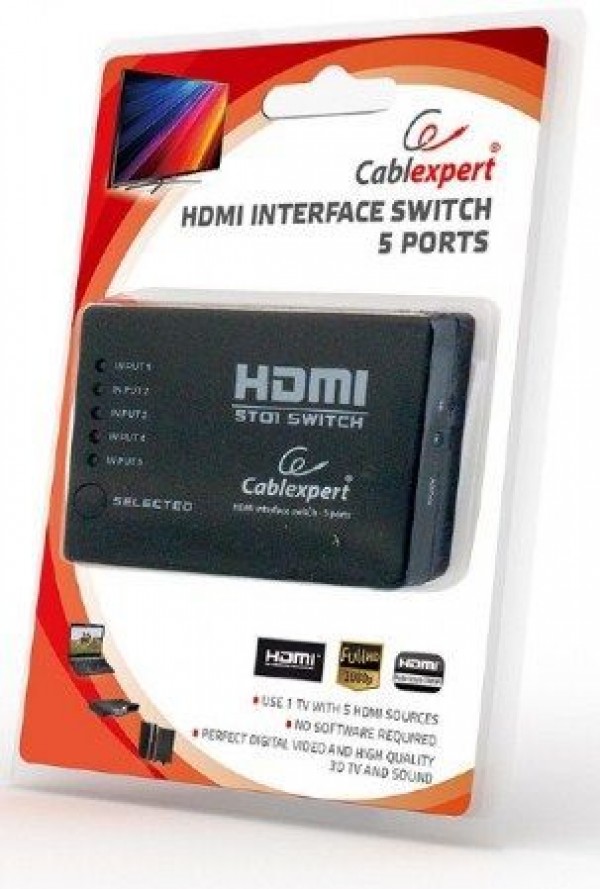 GEMBIRD DSW-HDMI-53  HDMI interface SWITCH, 5ports, remote