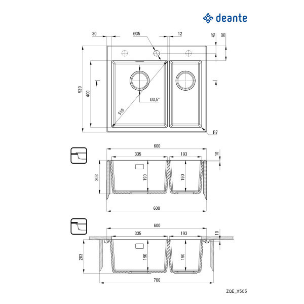 Deante Sudopera Eridan 60ANT1.5 ZQE T503