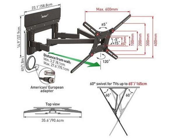 BARKAN VTM464L LCD TV zidni nosač do 90''