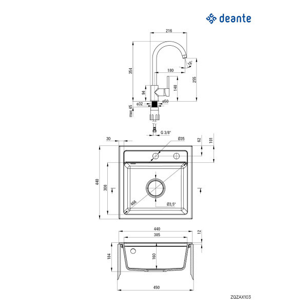 Deante Zorba set SD sudopera ZQZ 7103 + slavina BEN 762M