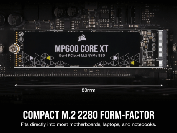 CORSAIR SSD MP600 CORE XT 2TB NVMe M.2 Gen4 PCIe x4 crna