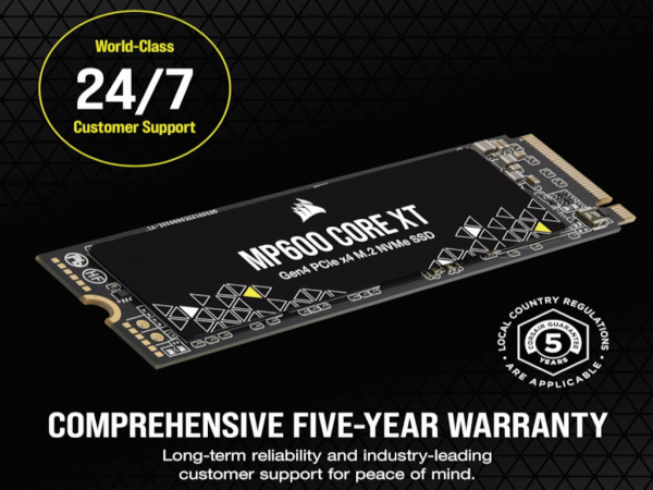 CORSAIR SSD MP600 CORE XT 2TB NVMe M.2 Gen4 PCIe x4 crna