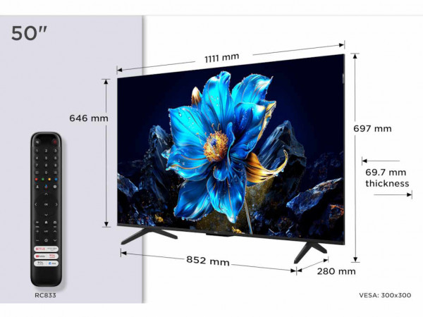 TCL Televizor 50P7K QLED 50inch 4K 60Hz Google TV crna