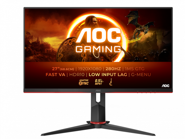 AOC Monitor 27G2ZN3BK 27 inch VA 1920x1080 280Hz 0,5ms MPRT HDMIx2,DP Pivot,visina Adaptive sync crna