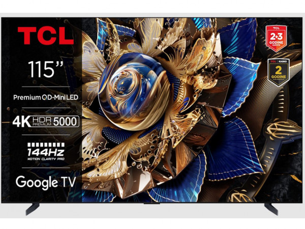 TCL Televizor 115X955 Max MiniLED 115 inch 4K 144Hz Google TV crna
