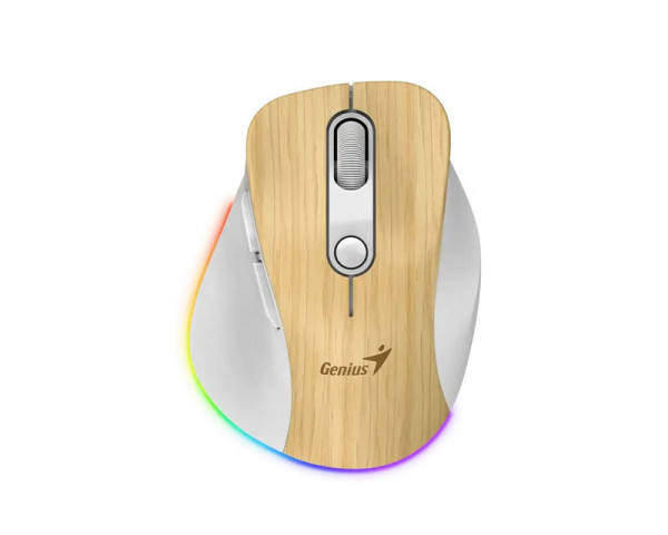 GENIUS Ergo 9000S Pro Pearl White USB Pine Wood miš